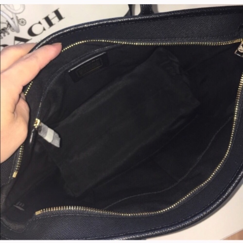 🌷coach zip tote/shoulder bag/black/leather - Picture 3 of 8